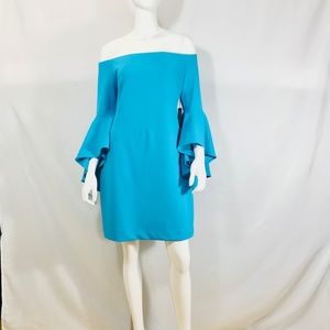 Vince Camuto Off Shoulder Blue Statement Sleeve Dress Small